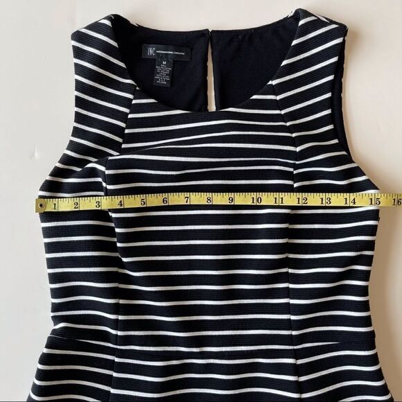 I.N.C. Black and‎ White Striped Flare Mini Dress-M - Picture 4 of 9
